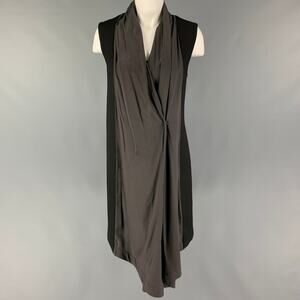 LUTZ HUELLE Size 4 Black Charcoal Wool Sleeveless Dress